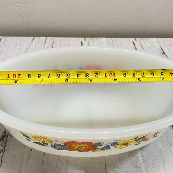 Vintage Glasbake Casserole Dish, Microwave Safe, Floral Design, Oval Shape - Picture 5 of 6